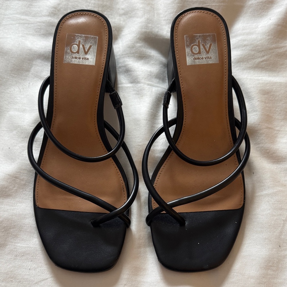 Dolce Vita Black Strappy Slide Heels